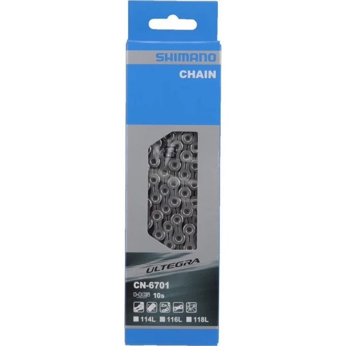 Цепь SHIMANO ULTEGRA, 6701, 10 скоростей, 114 звеньев, ампульный пин (1шт) ICN6701114 Цепь SHIMANO ULTEGRA, 6701, 10 скоростей, 114 звеньев, ампульный пин (1шт) ICN6701114